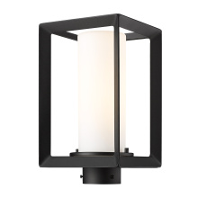 Golden 2073-OPST NB-OP - Golden Lighting Smyth 1-light Outdoor Post in Natural Black and Opal Glass